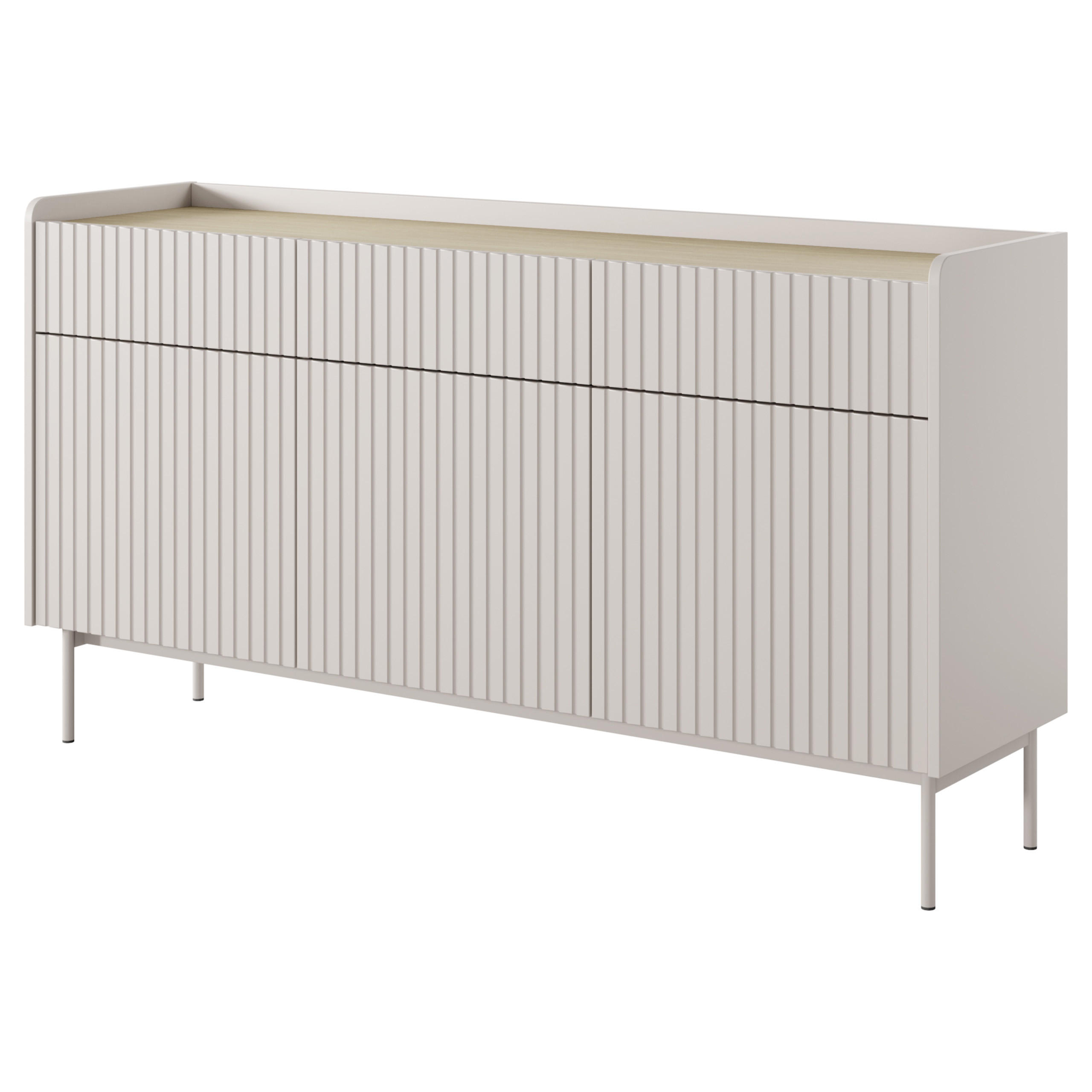 SIDEBOARD LIVELLO 153/82/38 cm mit 3 Schubladen und 3 Türen Beige - Beige, Holzwerkstoff (153/82/38cm) - MASSENO