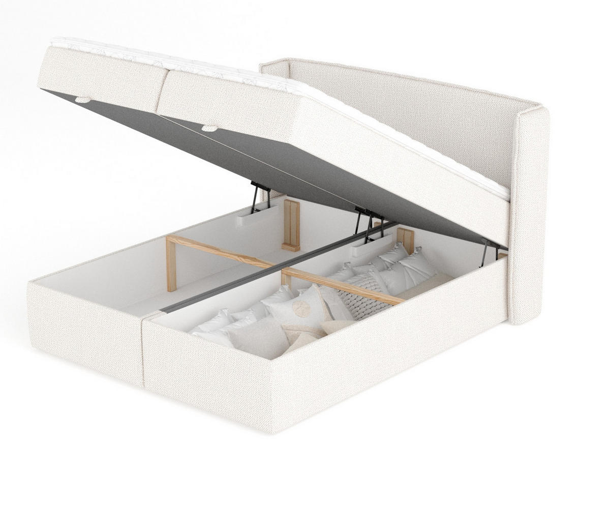 BOXBETT Passion Creme 140/200 cm mit Matratze und Topper - Creme/Schwarz, Holz/Holzwerkstoff (140/200cm) - Maison de Reve