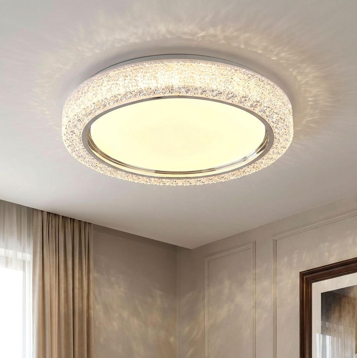 LED DECKENLEUCHTE LIAMI Weiß Kristalloptik - Weiß, Metall (40/40/8cm) - Globo Lighting