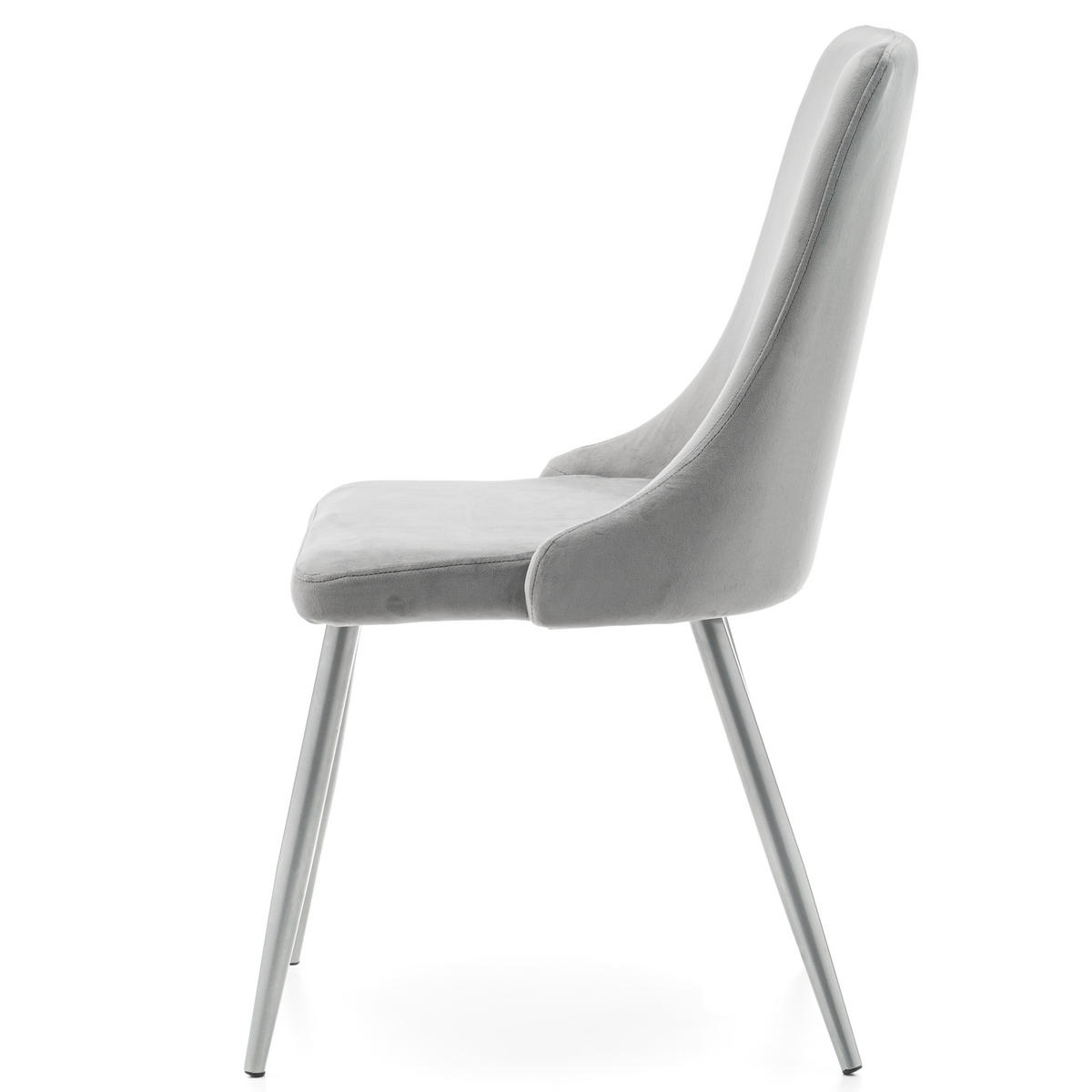 STUHL UNO gepolstert - hellgrau - Samt Velours - Silberfarben/Hellgrau, Textil/Metall (48/95/57cm) - NEW HOME