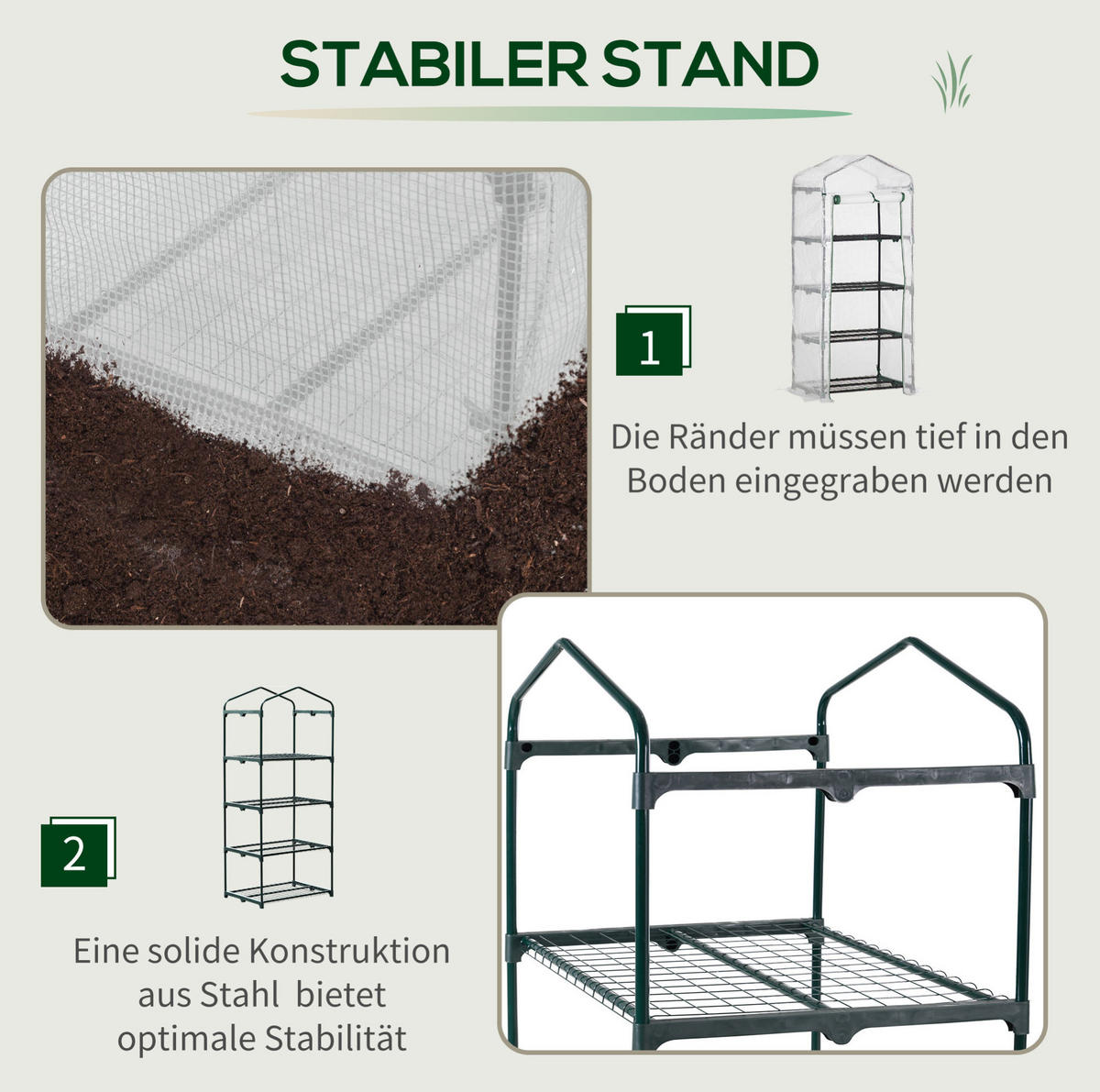 GEWÄCHSHAUS 70/160/50 cm Weiß aus PVC mit 4 Regalböden - Weiß, Kunststoff (50/160/70cm) - OKMYHOME