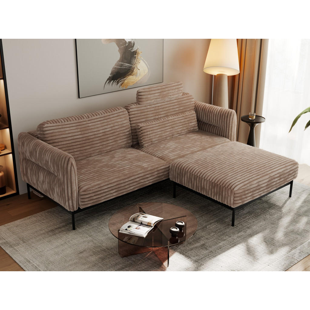 Thumbnail - MKS Schlafsofa, Braun, Textil, 3-Sitzer, L-Form, 221x82x193 cm, Oeko-Tex®, Wohnzimmer, Sofas & Couches, Schlafsofas