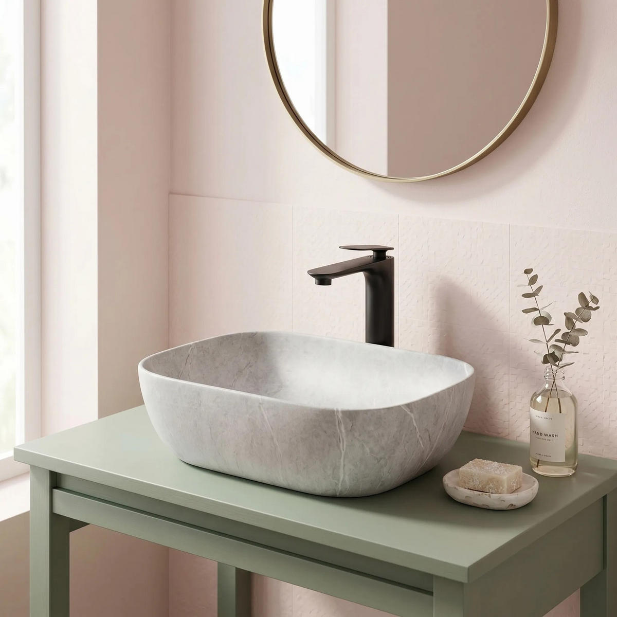 AUFSATZWASCHBECKEN Rea Livia Grey - Grau, Keramik (33.5/13.5/46.5cm) - REA