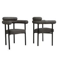 ESSZIMMERSTUHL 2-Tlg Dunkelgrau Wildleder, Bequemer Ringsitz - Dunkelgrau, Metall (70/84/62cm) - FLIEKS