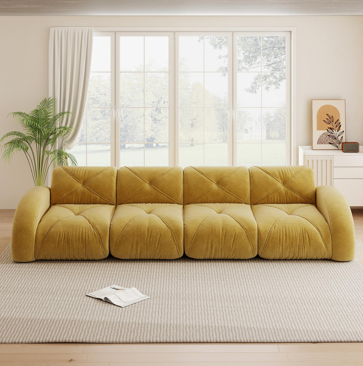 POHOVKA bez rámu zo ženilky v žltej farbe - žltá, textil (95/76/358cm) - Flora Grace