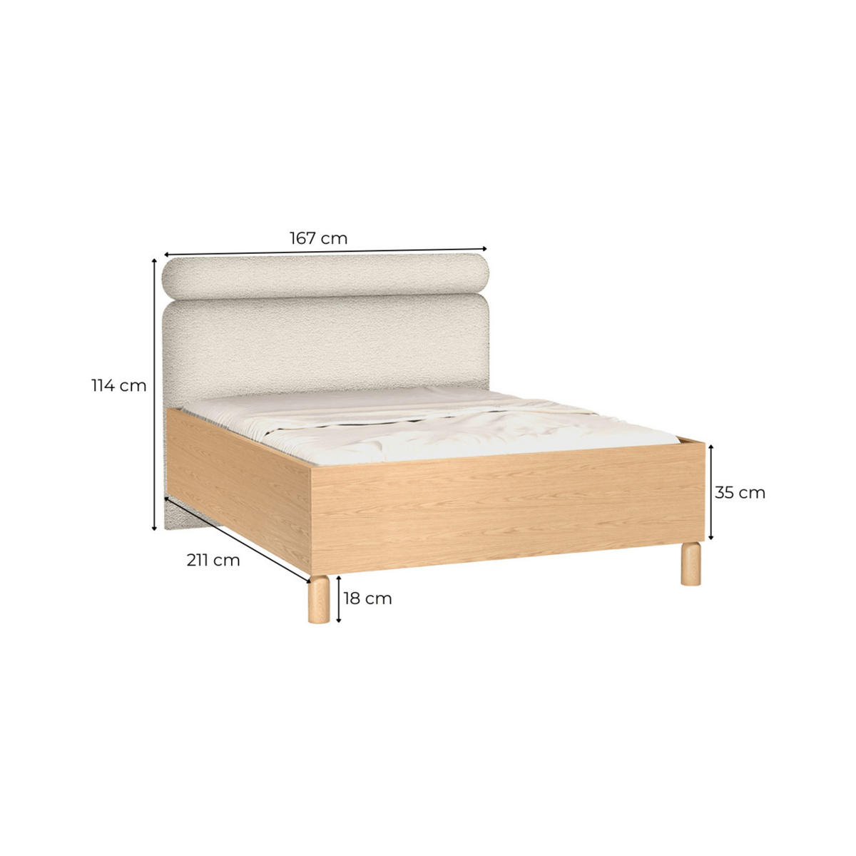 BETT MIT BETTKASTEN Sanden SN-11 160 x 200 cm Eiche Bookmatch - Eichefarben, Holz/Holzwerkstoff (160/200cm) - Koseto