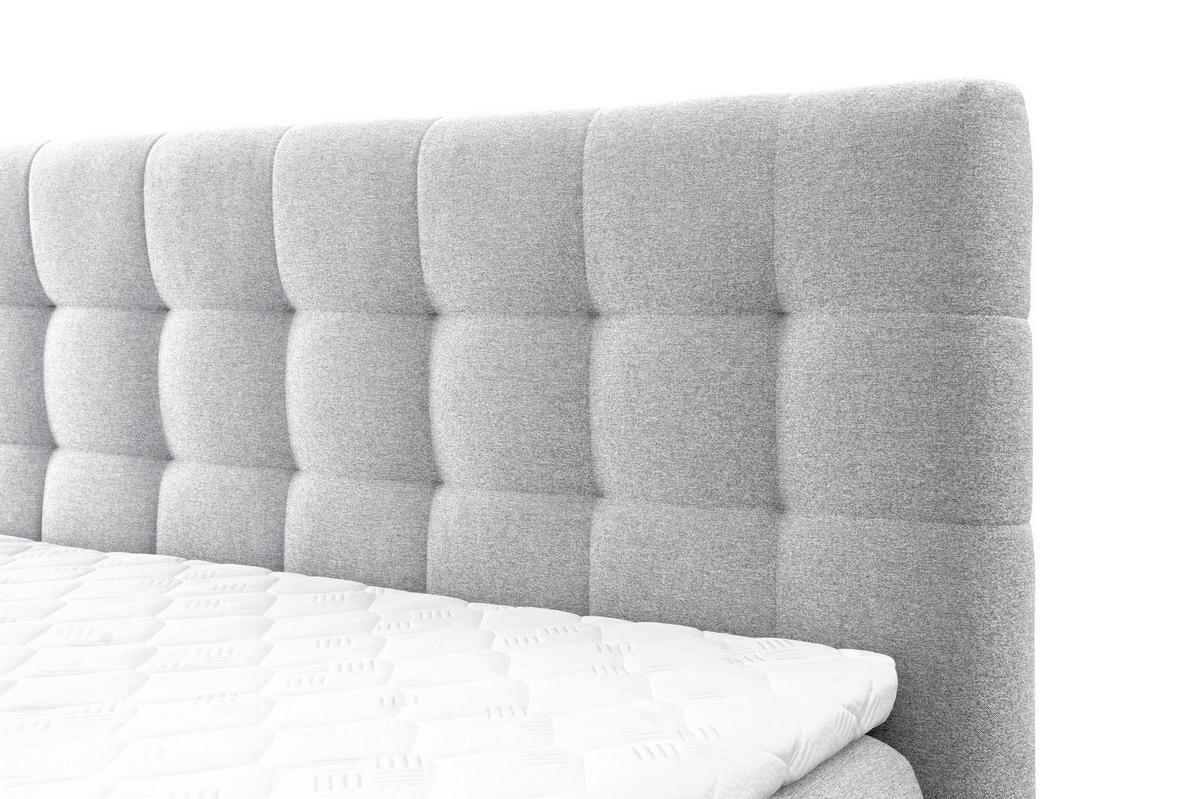 BOXSPRINGBETT Ben mit Pocketmatratze und Bonellmatratze inkl. Topper - Hellgrau, Textil (220/200cm) - AN-Moebel 4u
