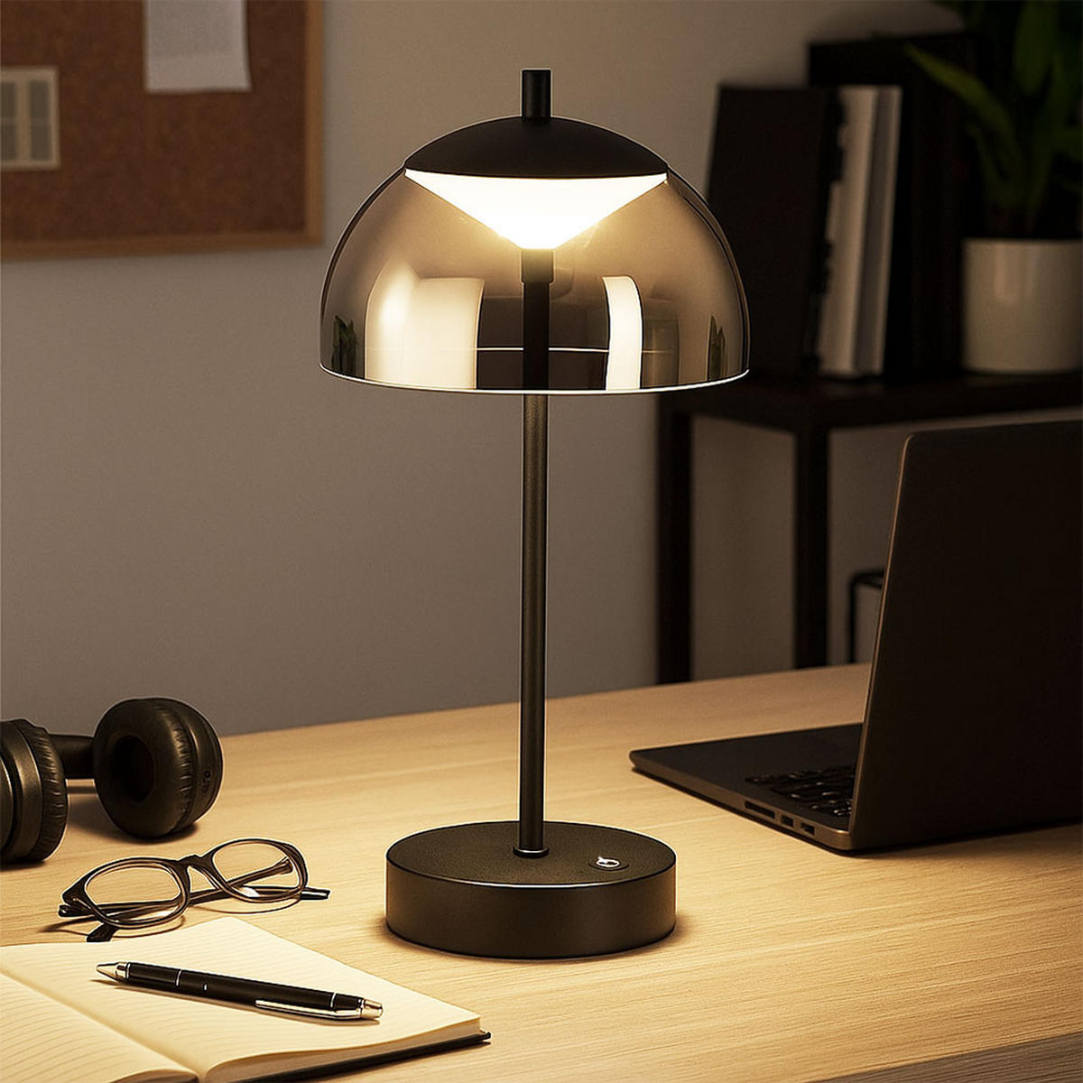 LED TISCHLEUCHTE Riva Rauchgrau 2er Set - Grau, Glas (18/18/35cm)