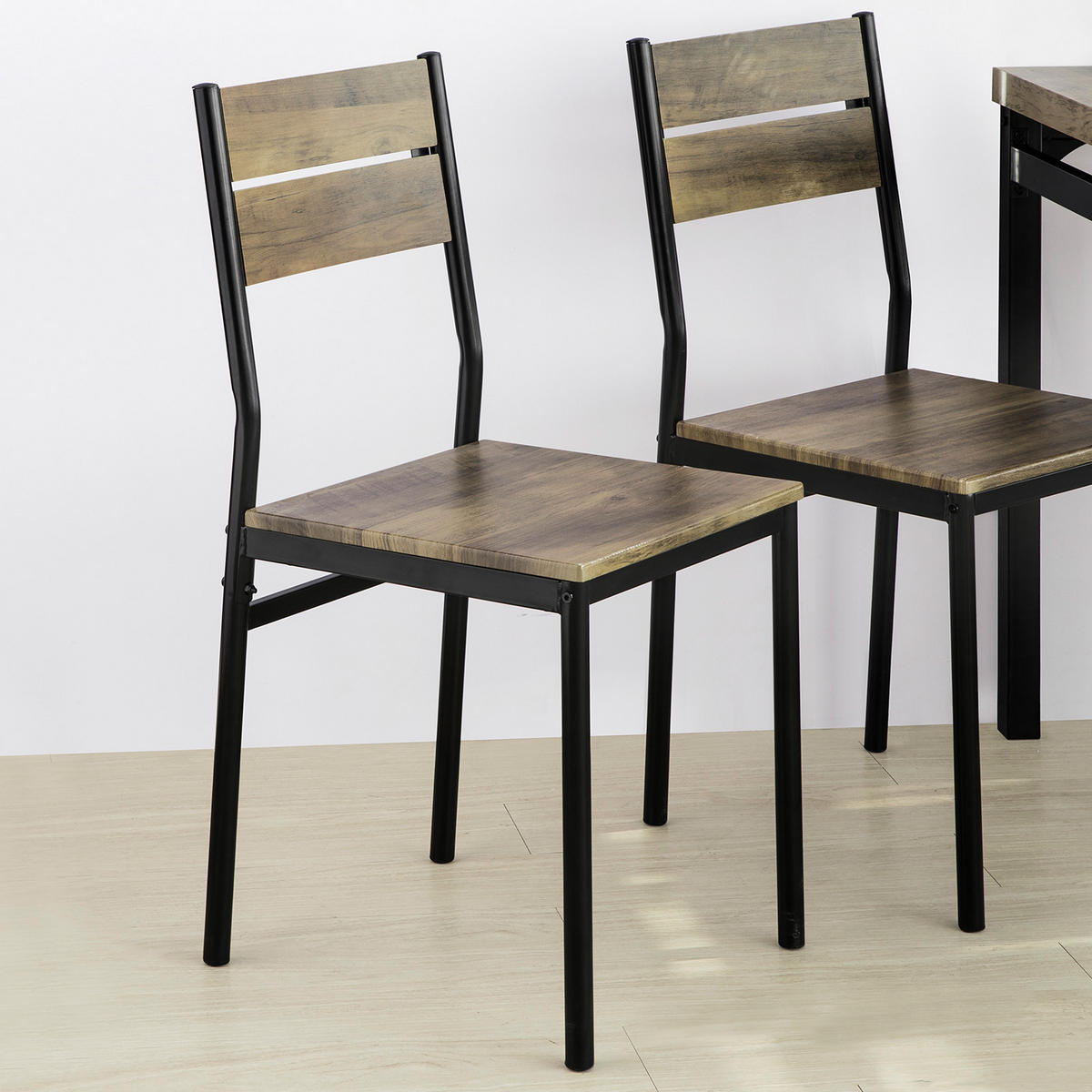 ESSTISCH + 4 x STÜHLE - Naturfarben, Holzwerkstoff/Metall (110/76/70cm) - SoBuy