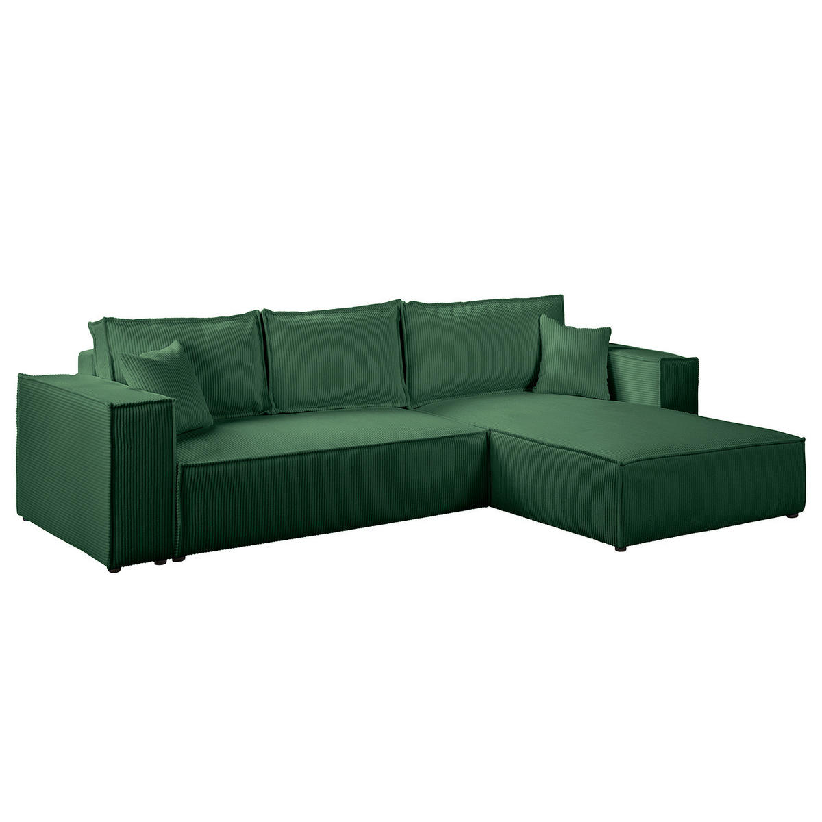 ECKSOFA mit Schlaffunktion - 290 cm - Schwarz/Grün, Kunststoff/Textil (290/185cm) - home24
