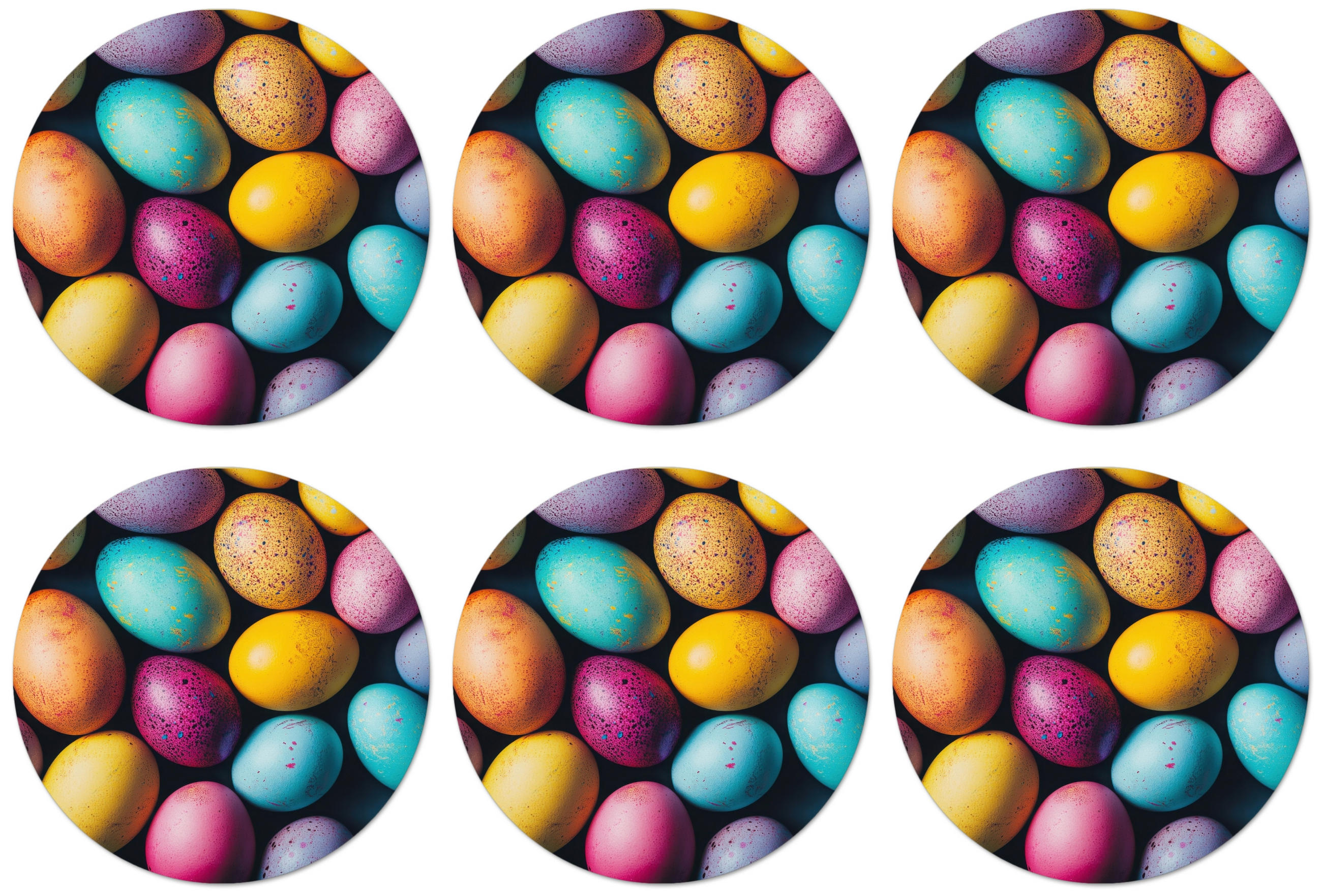 GLASUNTERSETZER Bunt - Ostereier - Spritzer Zubehör für Getränke 10x10 cm - Multicolor, Naturmaterialien (10/0.2cm) - MuchoWow