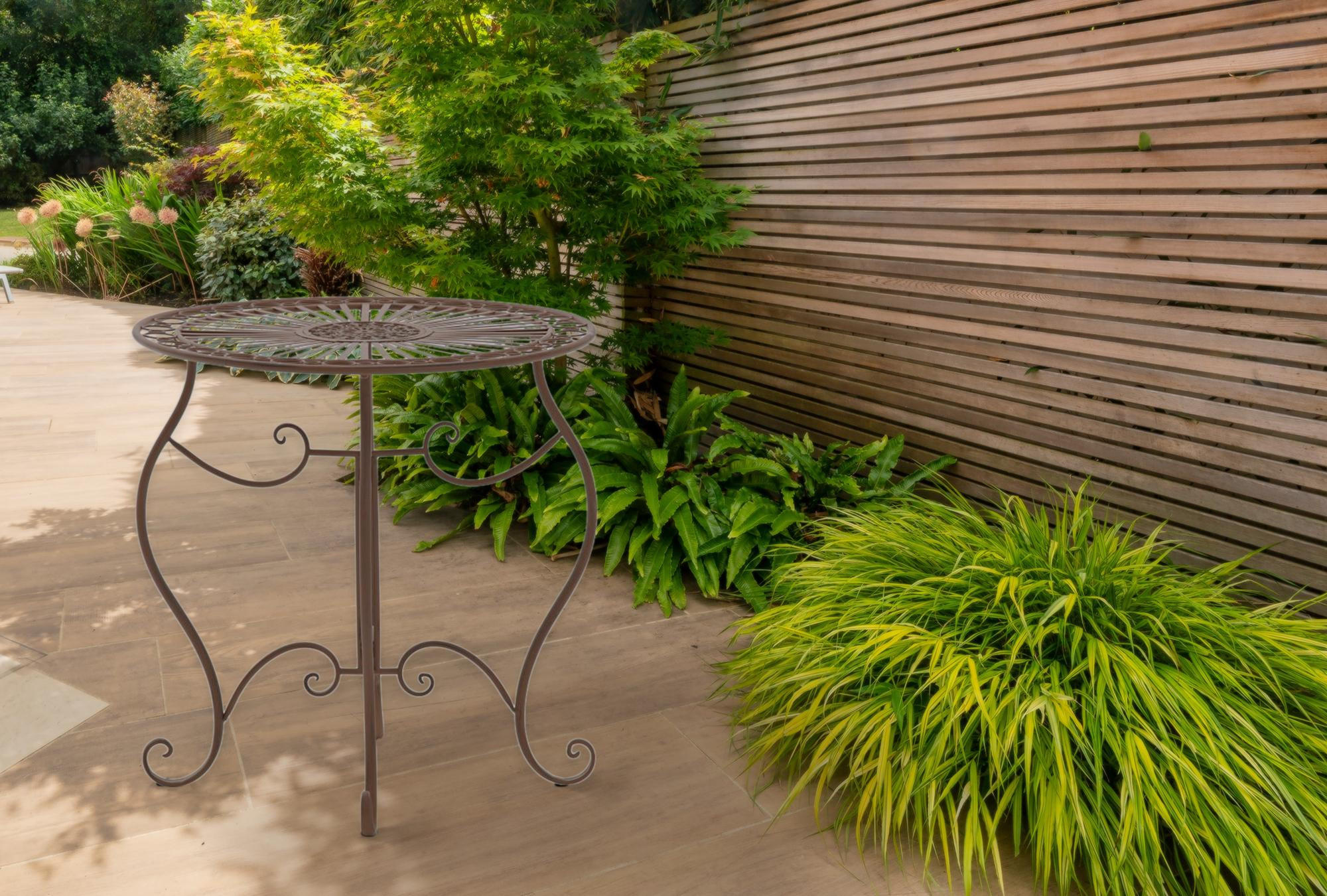 GARTENTISCH rund Ø70 cm Metall Antik Braun - Braun, Metall (70/70/72cm) - CLP
