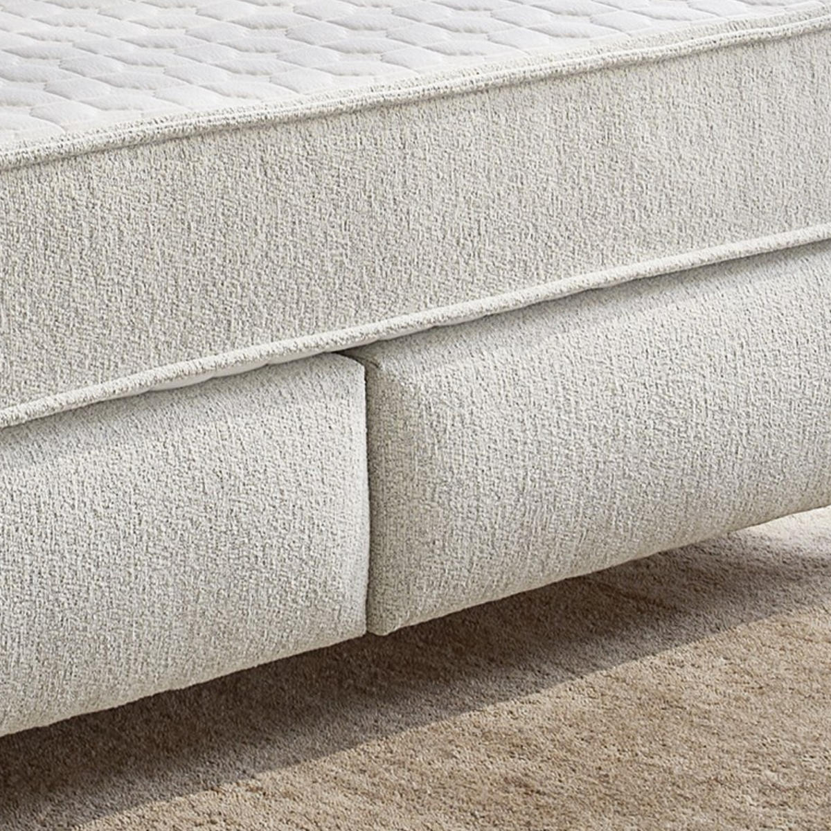 BOXSPRINGBETT 180x200 cm, extradicke 7-Zonen-Tonnentaschen-Federkern-Wendematratzen H3/H4, Bonell-Federkern, Flachgewebe Beige Grau / 20024 - Greige/Beige, Textil/Metall (180/200cm) - luma-home