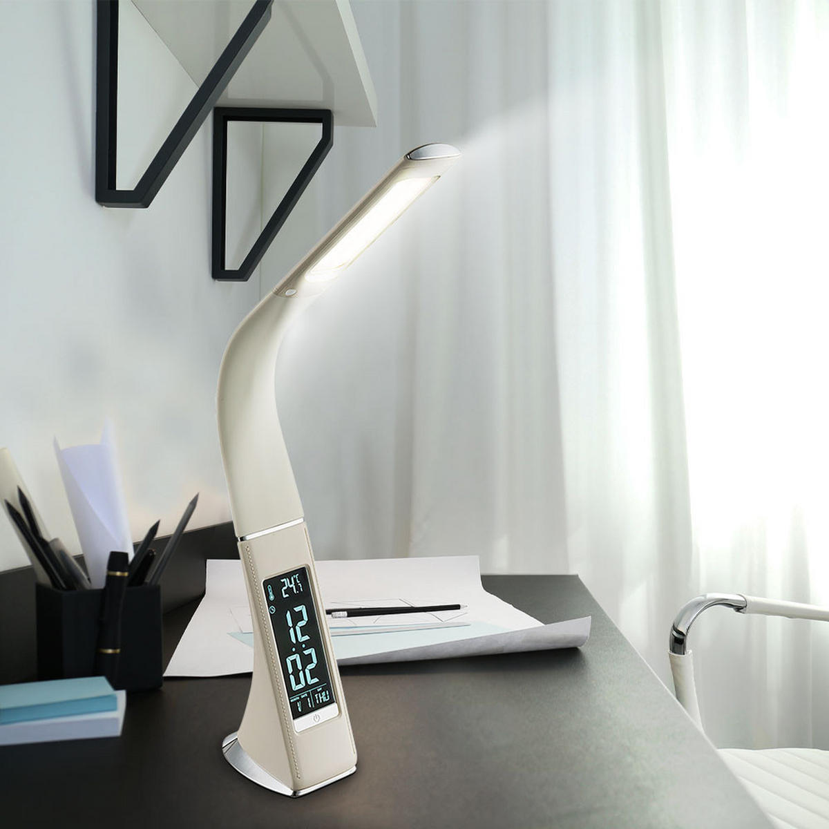 LED TISCHLEUCHTE Sophie Silber Beige - Silberfarben, Metall (25/7/50cm)