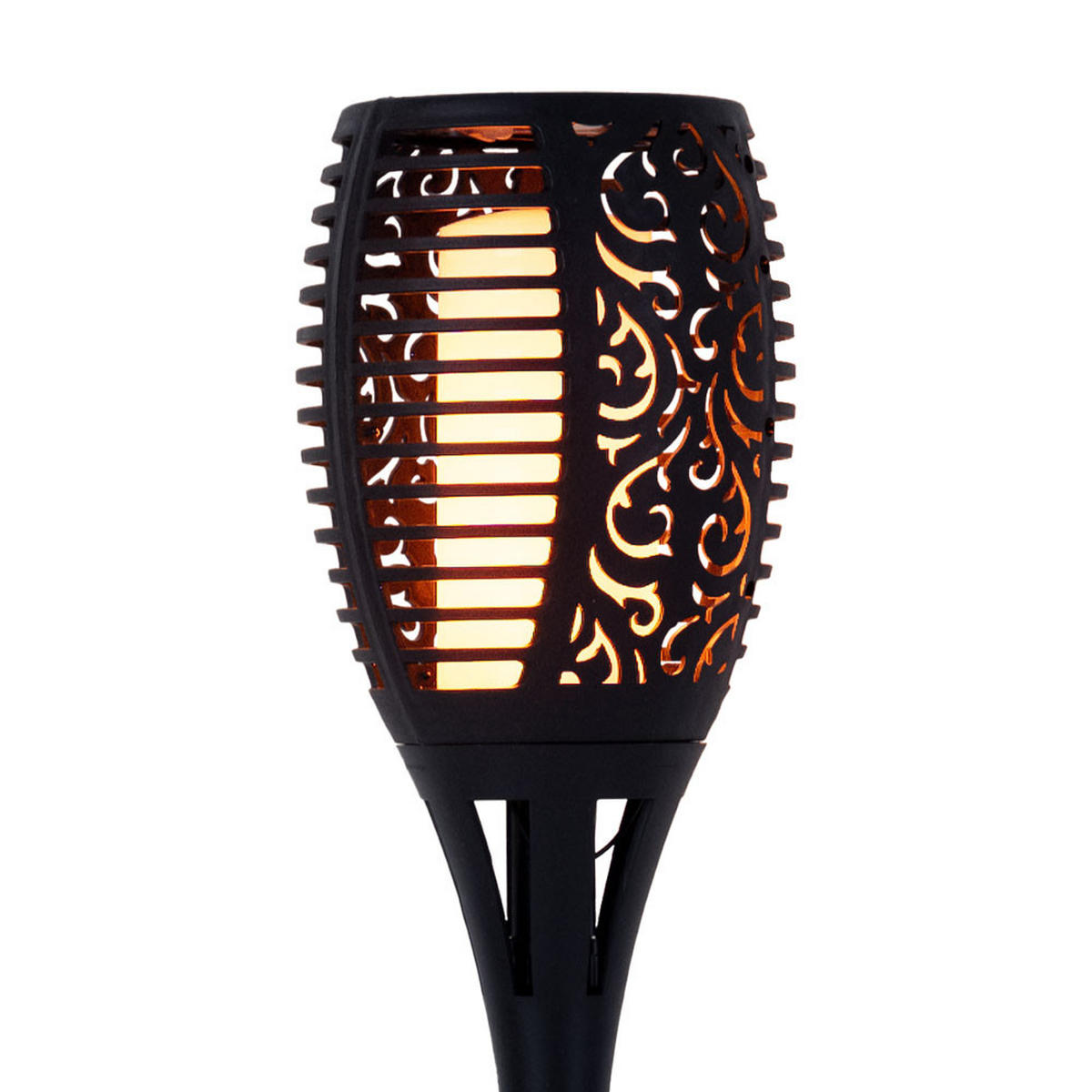 LED AUSSENLEUCHTE Solar Fackel Schwarz 2er Set - Schwarz, Kunststoff (12/12/78cm)