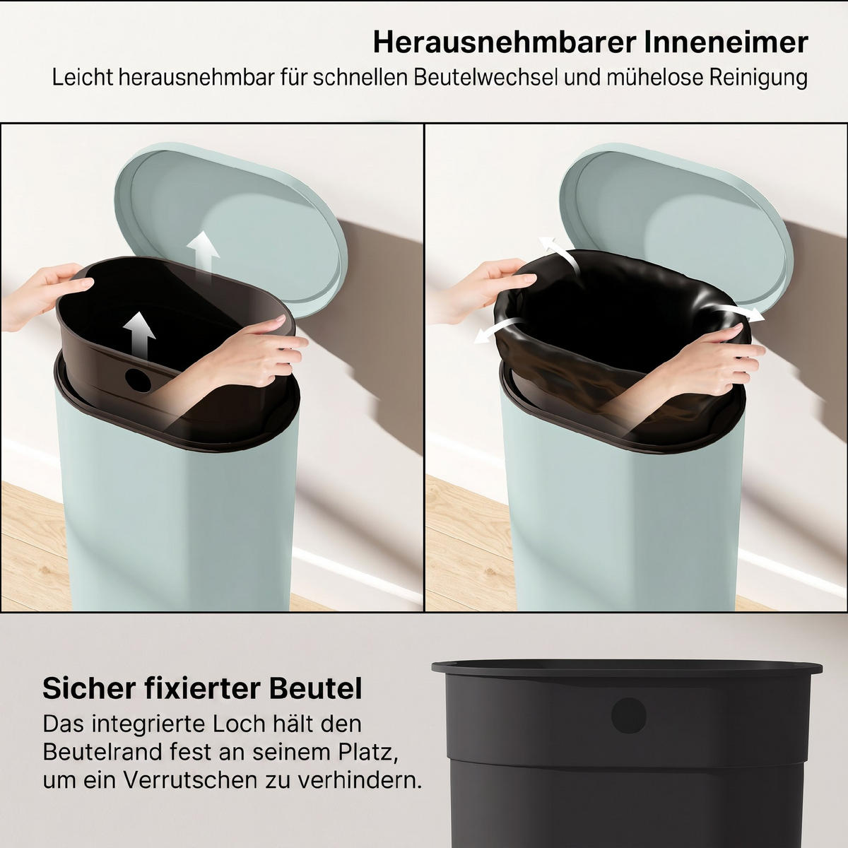 MÜLLEIMER Metall Kunststoff Grün - Grün, Metall (31/61/36.5cm) - HOMCOM