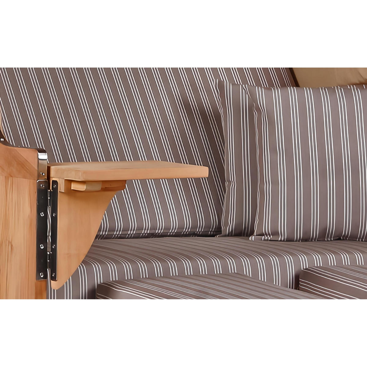 STRANDKORB SEEBLICK 2 Sitzer Teak - Braun/Grau, Metall (125/170/80cm) - Mr. Deko