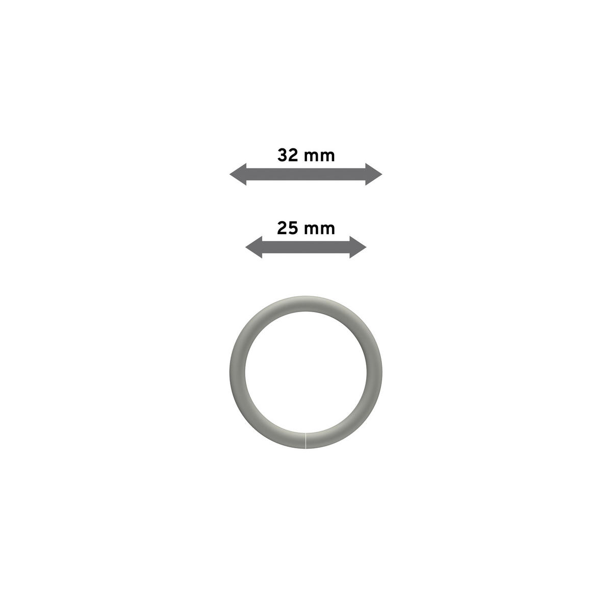 RUNDRINGE MIT FALTENHAKEN FÜR GARDINENSTANGEN 16 mm Ø, Chrom matt, Packung 10 Stück - Nickelfarben, Metall (16cm) - INTERDECO