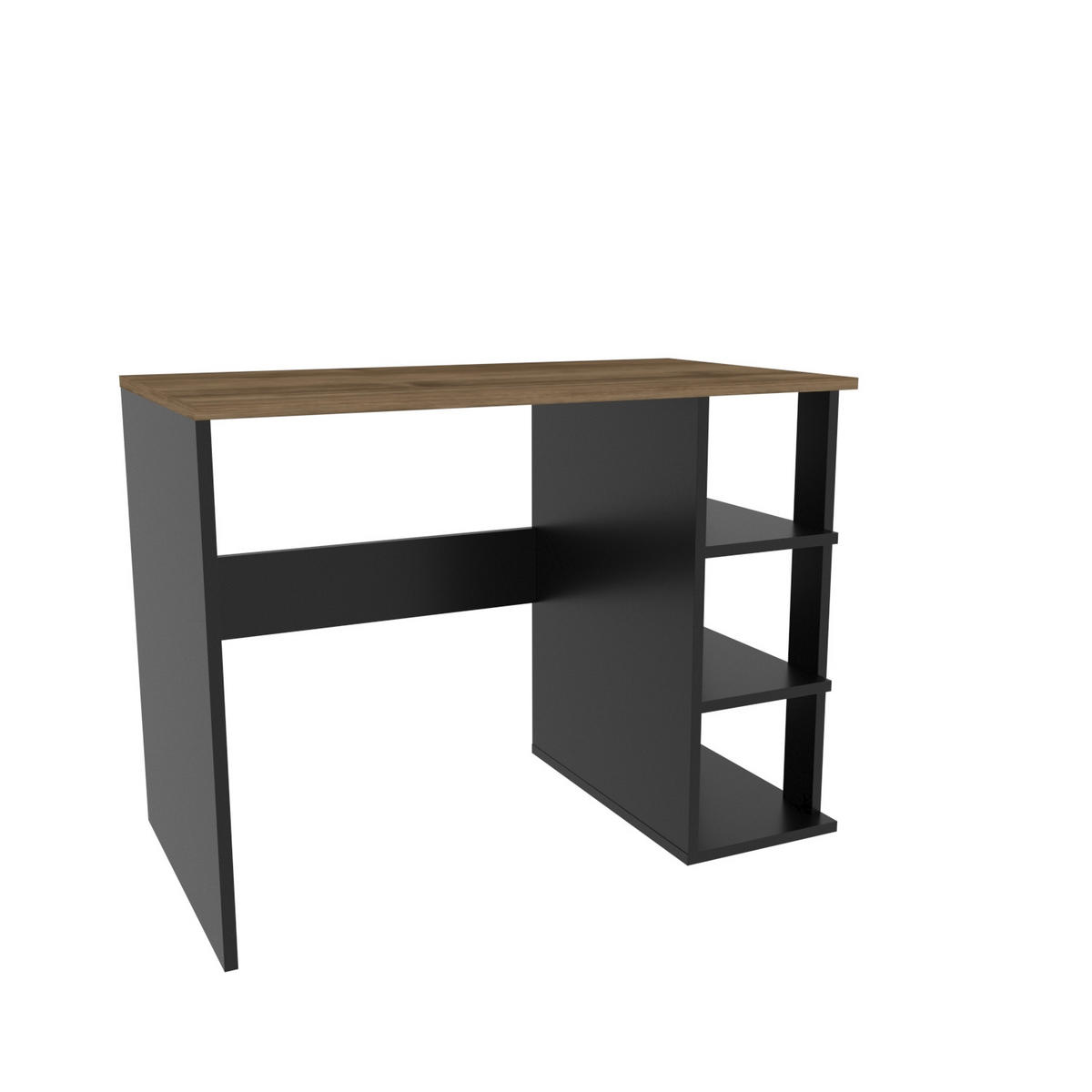 COMPUTERTISCH Schwarz Polina Nussbaum - Robinienfarben, Holzwerkstoff (60/115/12cm) - Decorotika