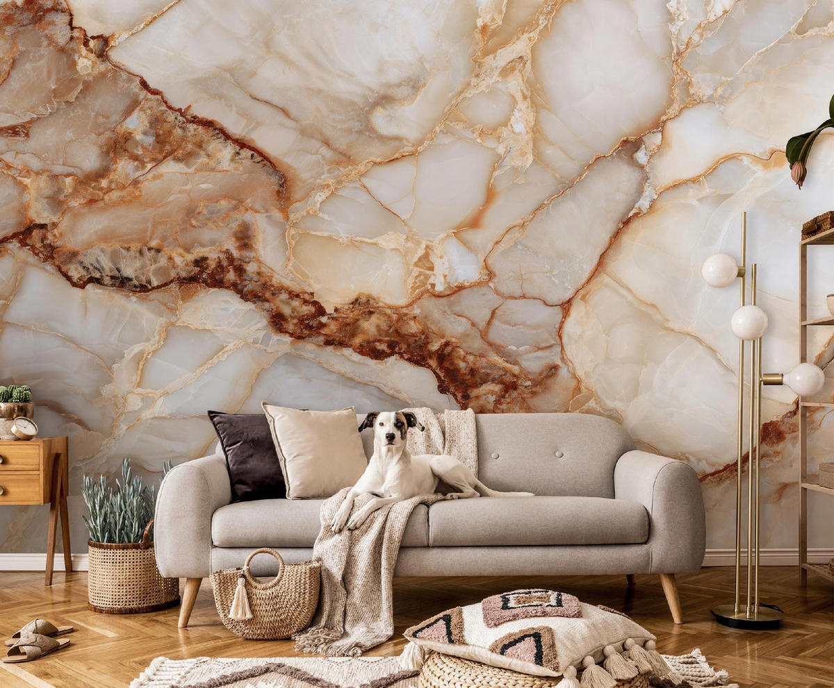 FOTOTAPETE Marmor Abstrakt Braun 300x210 cm - Multicolor, Papier (300/210cm) - Wallarena