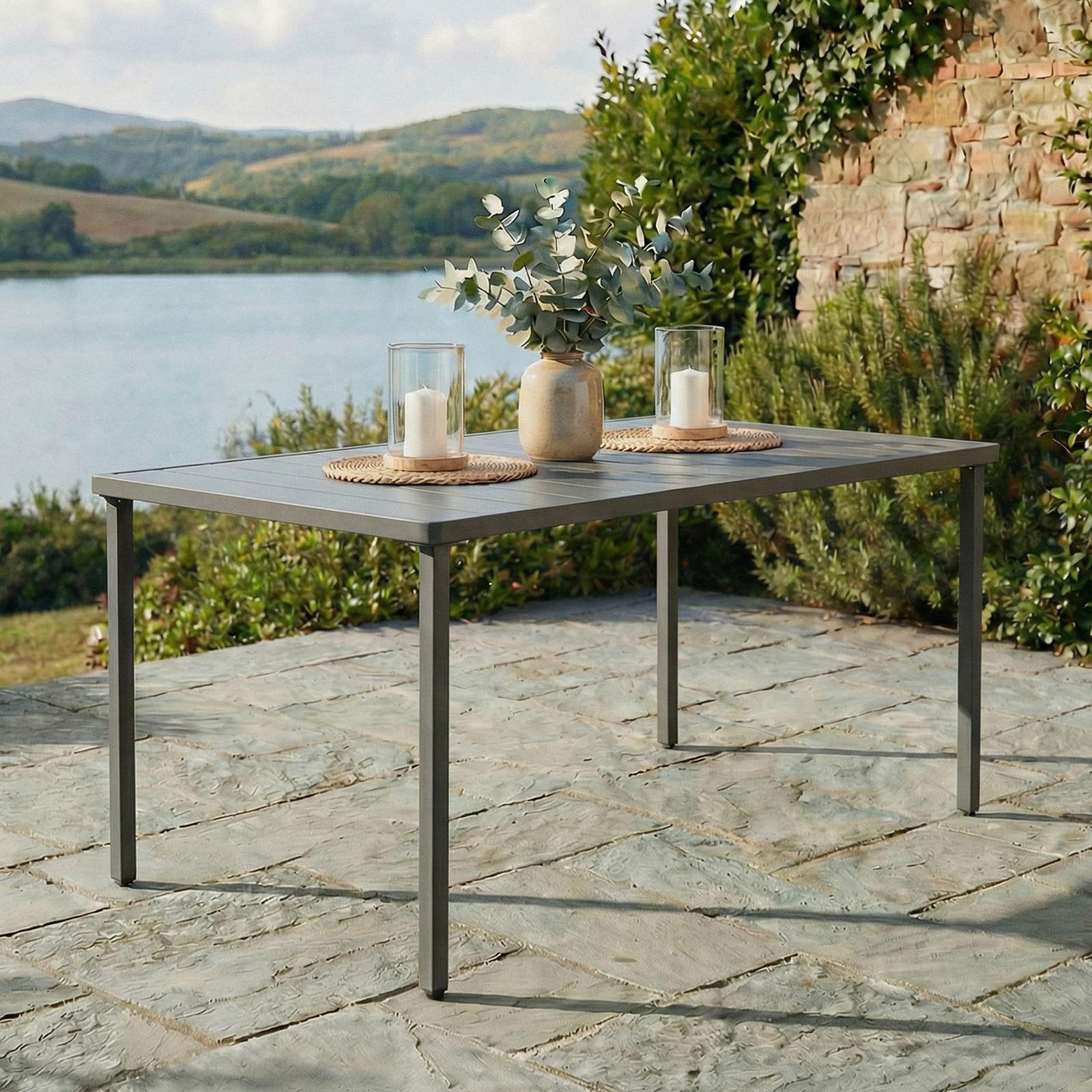 IDIMEX GARTENTISCH Grau 140cm × 80cm × 75cm