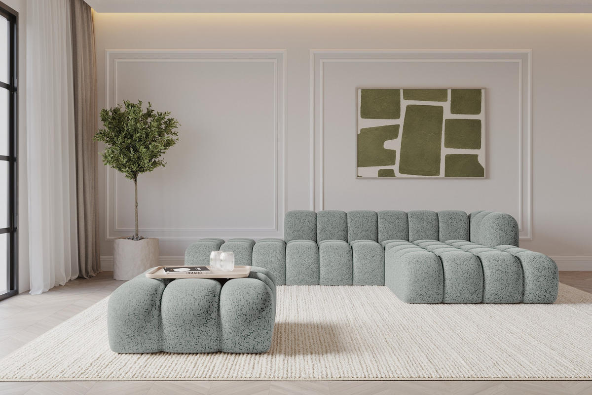 TABURET OLEA-PUF 91x87x44 cm Zelená Žinylka - černá/mátově zelená, kompozitní dřevo/textil (91/44/87cm) - ALTDECOR