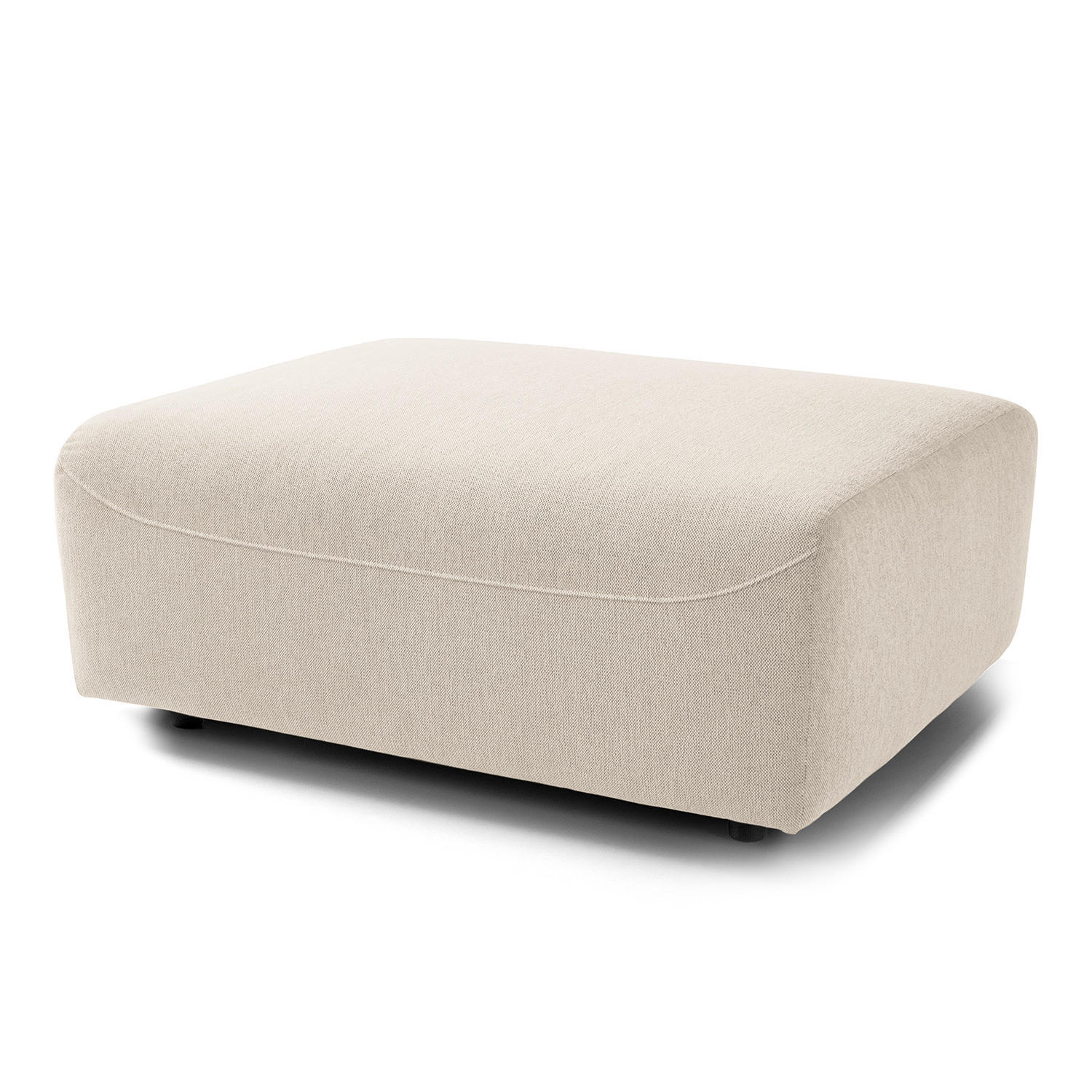 POLSTERHOCKER - Webstoff - Beige/Schwarz, Kunststoff/Textil (100/43/80cm) - home24