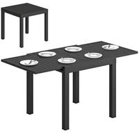 GARTENTISCH DE-07327 ausziehbar, Aluminium mit Lamellenplatte Silber - Schwarz, Metall (160/80/75cm) - ComfortXL