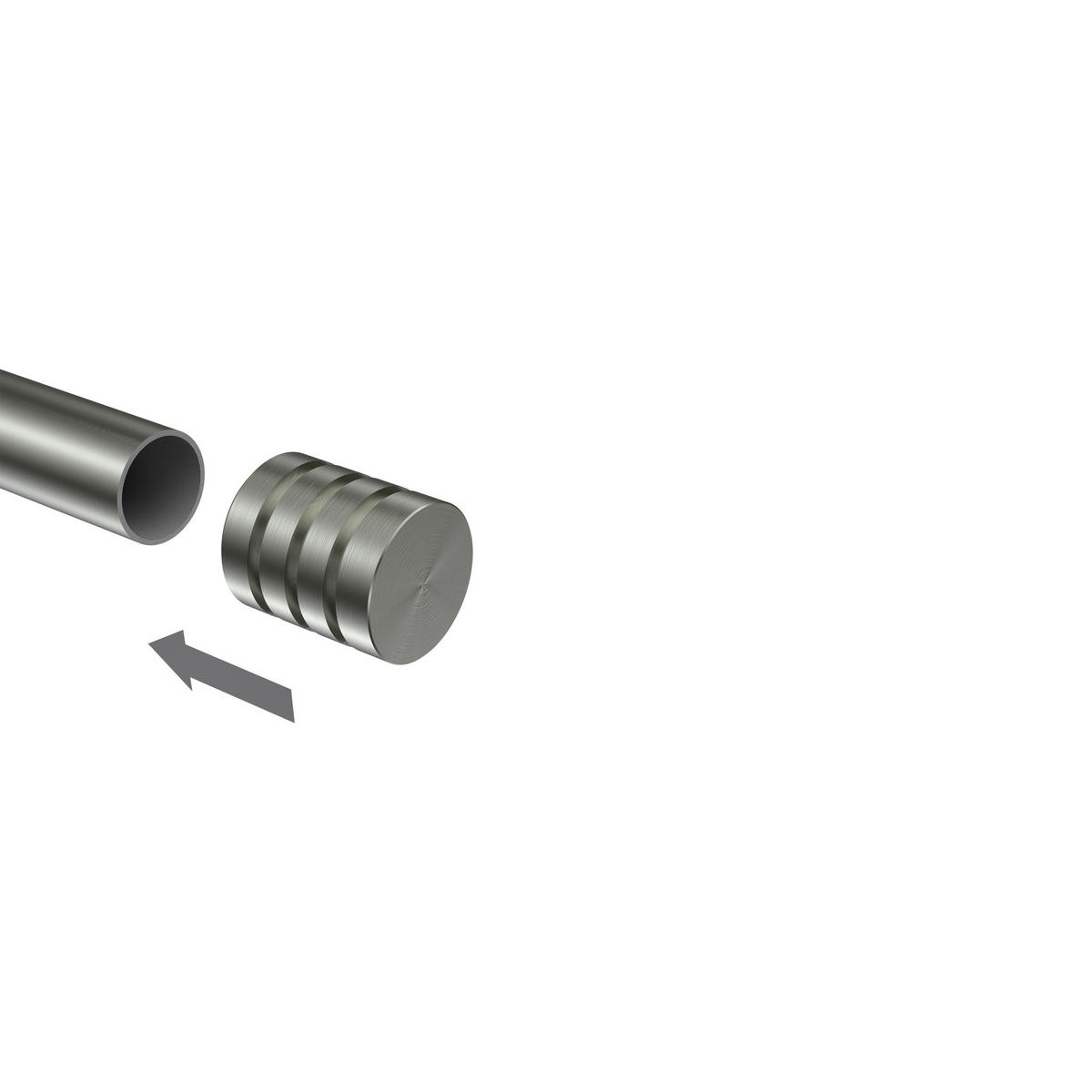 ENDSTÜCKE FÜR GARDINENSTANGEN 20 mm Ø, Fario Edelstahl, Packung 2 Stück - Edelstahlfarben, Metall (2.5/2.5/2.5cm) - INTERDECO