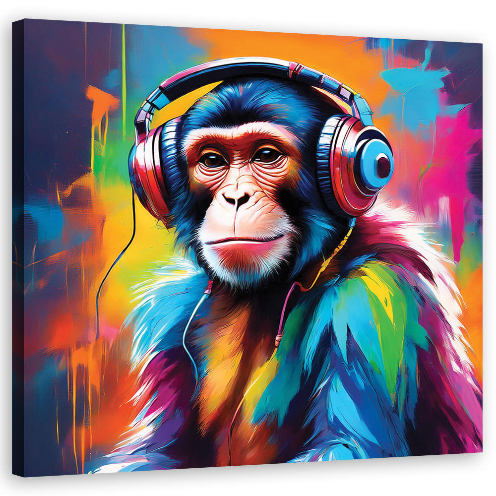 WANDBILD monkey dj farbe - Multicolor, Textil (50/50cm) - Feeby
