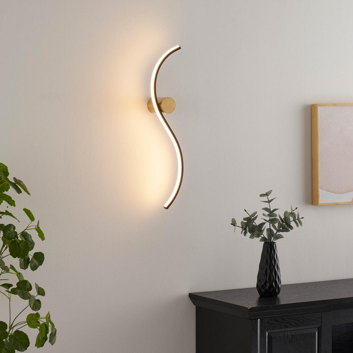 WANDLEUCHTE Curva, Schwarz und gold, 60cm - Goldfarben, Metall (12/60/60cm) - KOSILUM