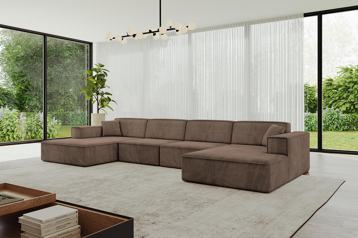 WOHNLANDSCHAFT IREA-U2-v4 - 388x171x79 cm Braun - Braun, Holzwerkstoff/Textil (388/79/171cm) - ALTDECOR