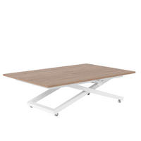 COUCHTISCH ARIA 120-160/80 cm, Höhenverstellbar, Weiß / Trüffelbraun - Weiß, Holzwerkstoff/Metall (120/80/38cm) - Idohome