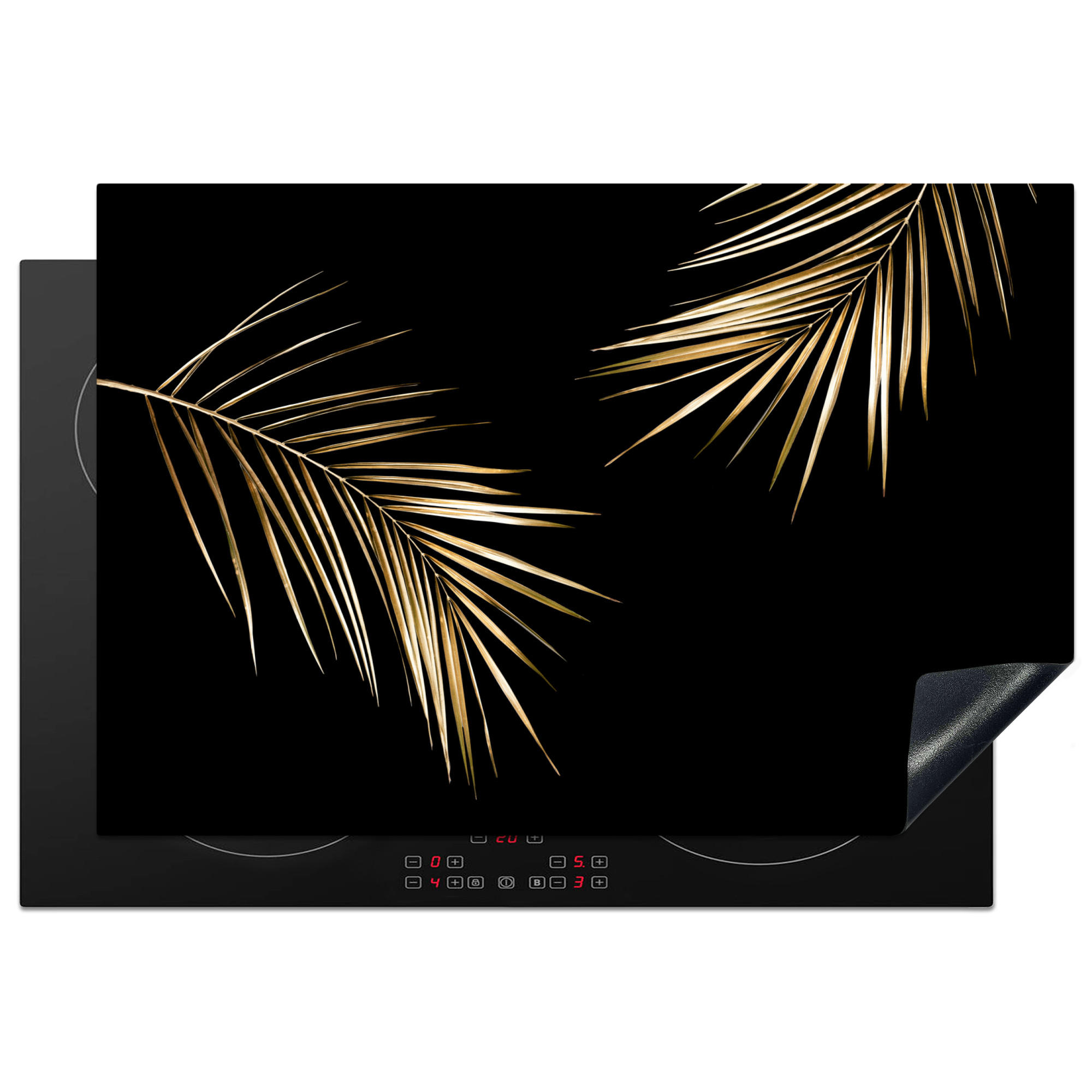 HERDABDECKPLATTE Blätter - Pflanzen - Gold - Schwarz - Luxus 76x51 cm - Goldfarben, Kunststoff (76/0.2/51.5cm) - MuchoWow