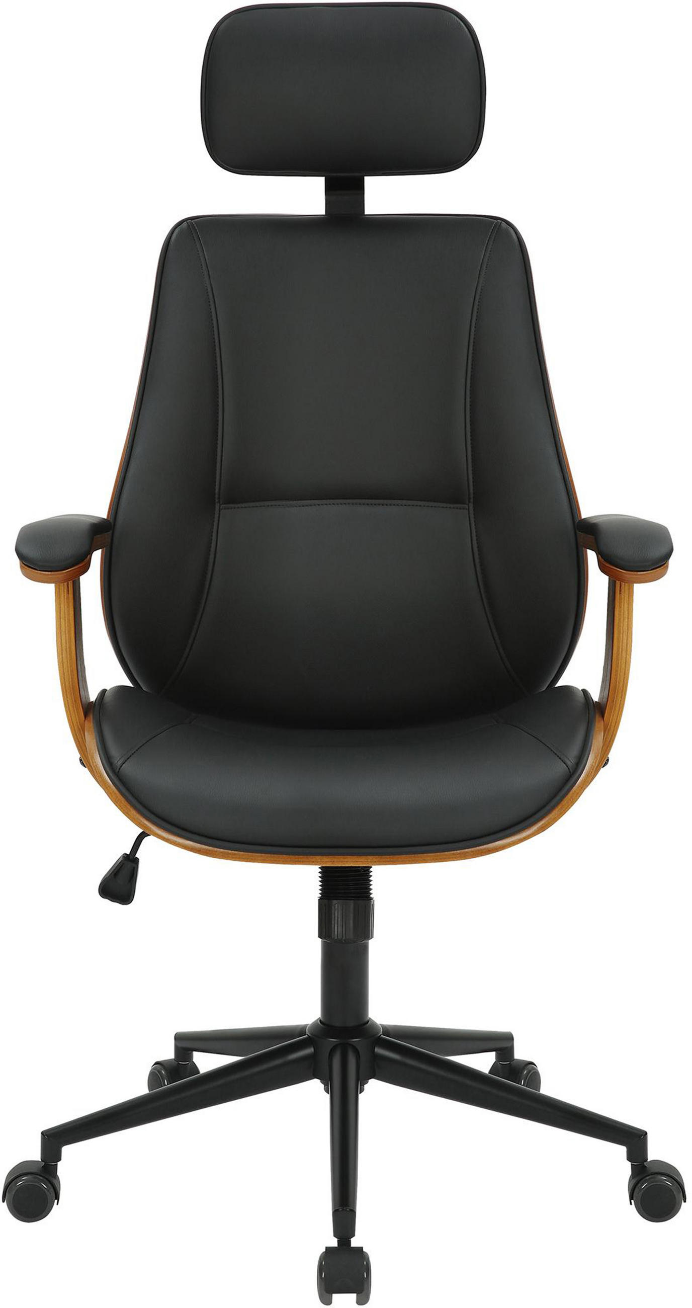 BÜROSTUHL Lugo Kunstleder walnuss/schwarz - Schwarz, Metall (60/126/60cm) - TPFLiving