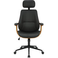 BÜROSTUHL Lugo Kunstleder walnuss/schwarz - Schwarz, Metall (60/126/60cm) - TPFLiving