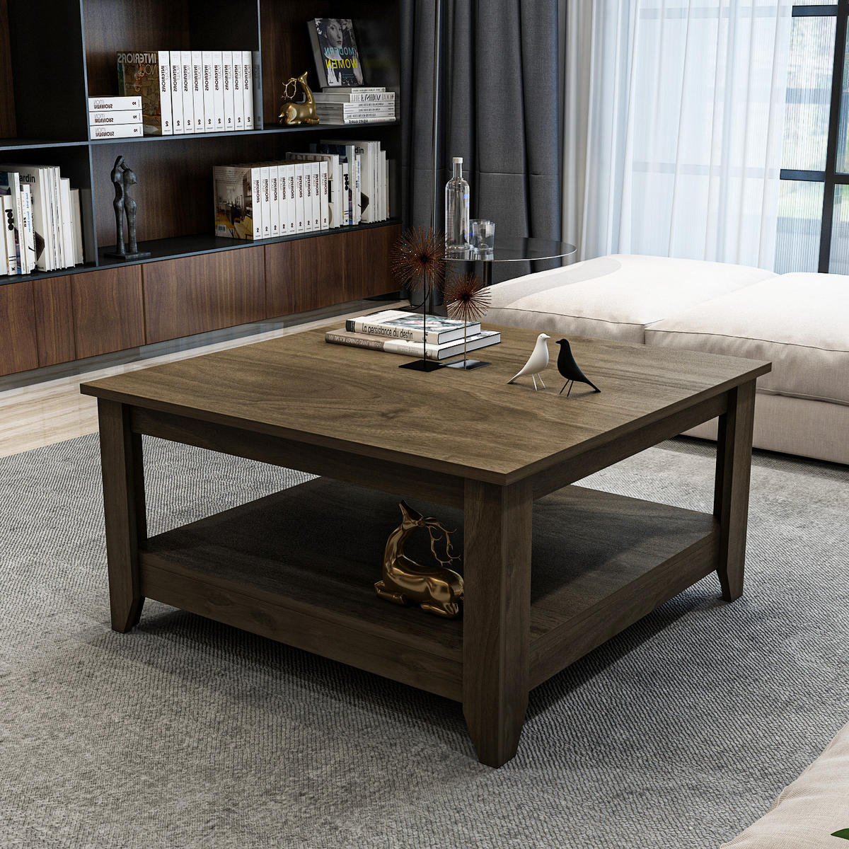 COUCHTISCH Lea Nussbaum - Braun, Holzwerkstoff (90/90/46.8cm) - Decorotika