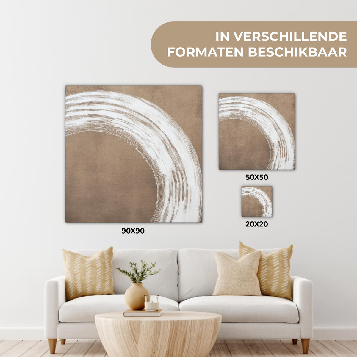 LEINWANDBILD Farbe - Braun - Japandi Wandbild Wohnzimmer 50x50 cm - Kupferfarben, Textil (50/50cm) - MuchoWow