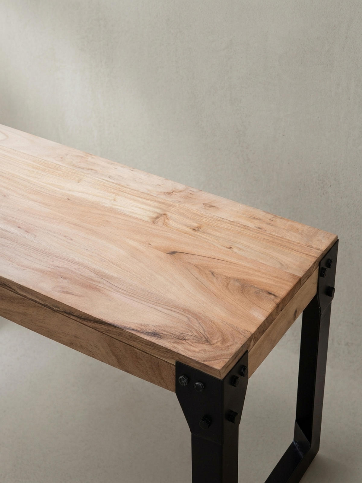 ESSZIMMERBANK Massivholz Metall ohne Lehne, Akazie 140x40x45 cm - Schwarz/Braun, Holz/Metall (140/45/40cm) - KADIMA DESIGN