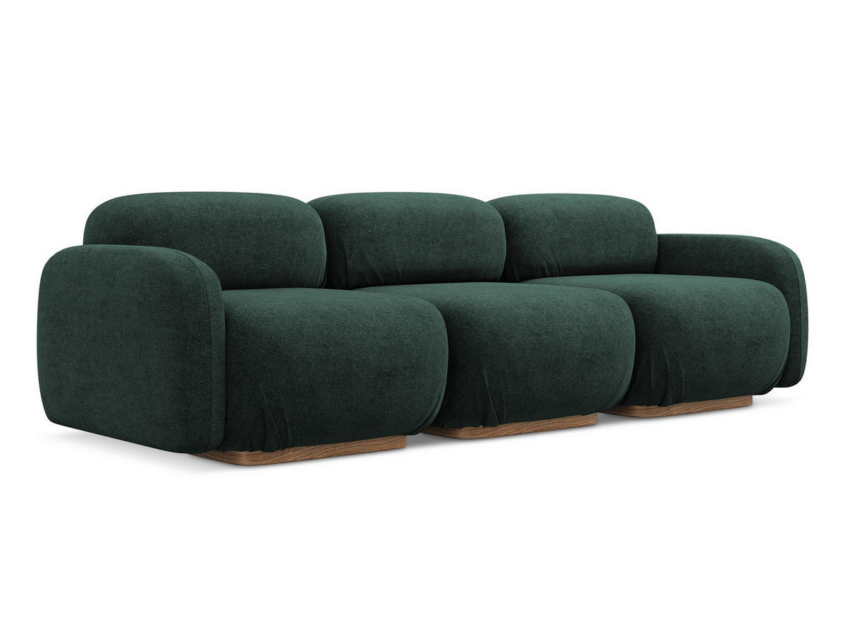 4-SITZER-SOFA Bouclé Stoff Grün - Dunkelgrün/Braun, Holz/Textil (270/73/95cm) - Makamii