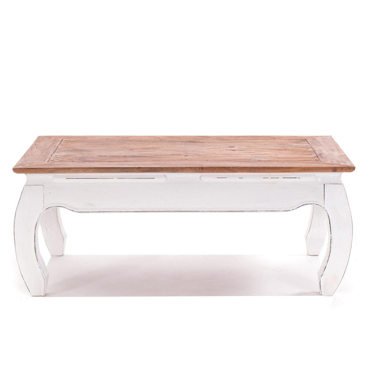 OPIUMTISCH EAST 100 Mahagoni Recyclingholz massiv 06 weiß-landhaus - Weiß, Holz (60/100/41cm) - DESIGN DELIGHTS