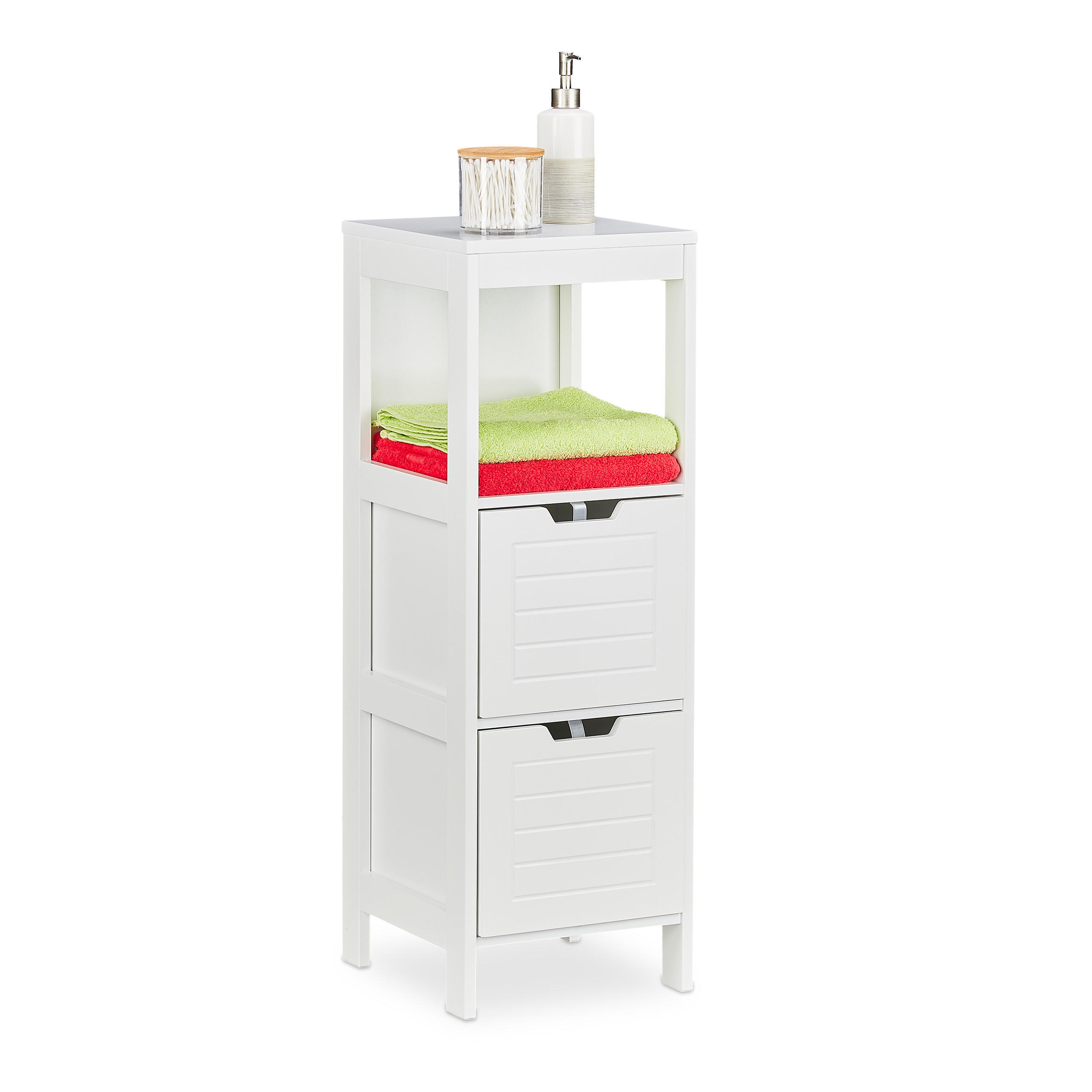 BADRUMSSKÅP Vit MDF 2 lådor 90 cm 90/30/30 cm
