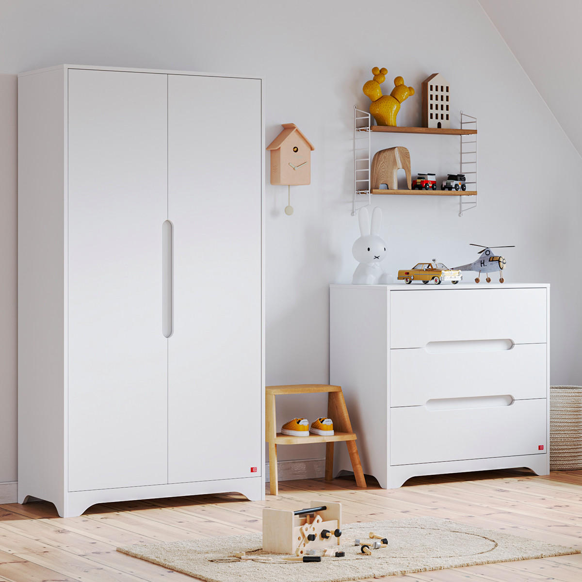 SCHRANK 2 Türen Ova Weiß - Weiß, Holzwerkstoff (88.5/179.5/52cm) - Petits-meubles