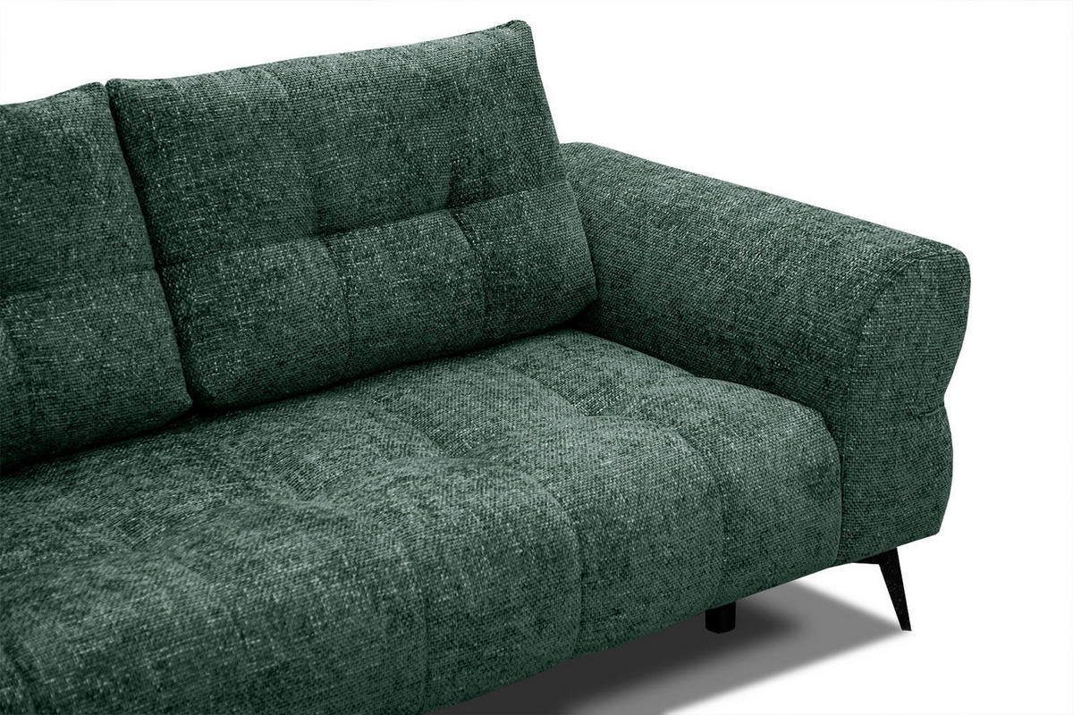 ECKSOFA SALVINI 5-Sitzer, smaragdgrün - Smaragdgrün/Schwarz, Holzwerkstoff/Textil (158/292cm) - Courtois Laville