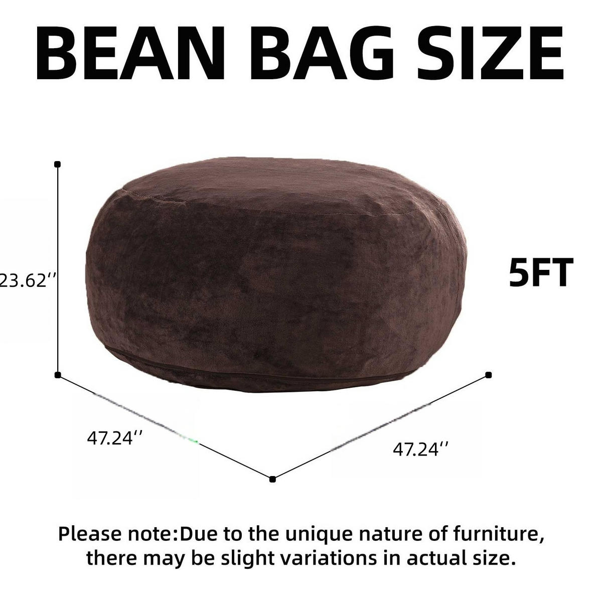 SITZSACKSOFA flexibel ca. 152 cm Braun - Dunkelbraun, Kunststoff (120/60/130cm) - Beauniv