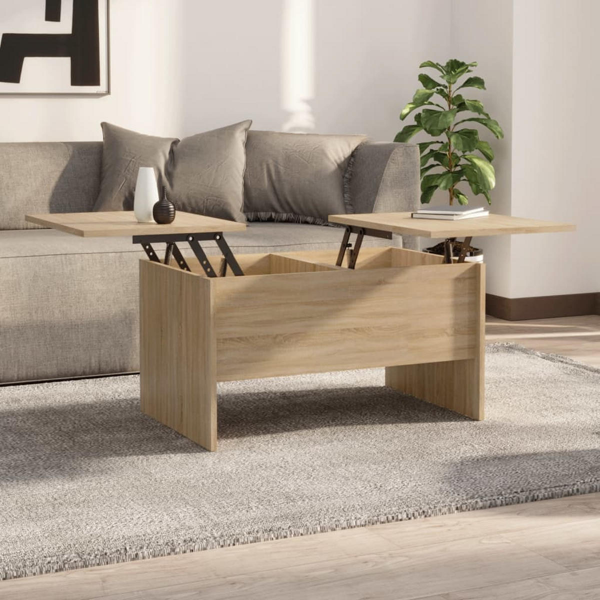 COUCHTISCH Sonoma-Eiche 80x50x42,5 cm Holzwerkstoff - Braun, Holzwerkstoff (80/50/42.5cm) - furnicato