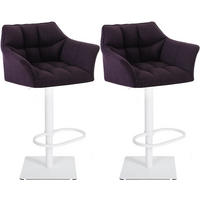 BARHOCKER 2er Set Stoff Lila - Lila/Weiß, Textil/Metall (64/88/45cm) - CLP