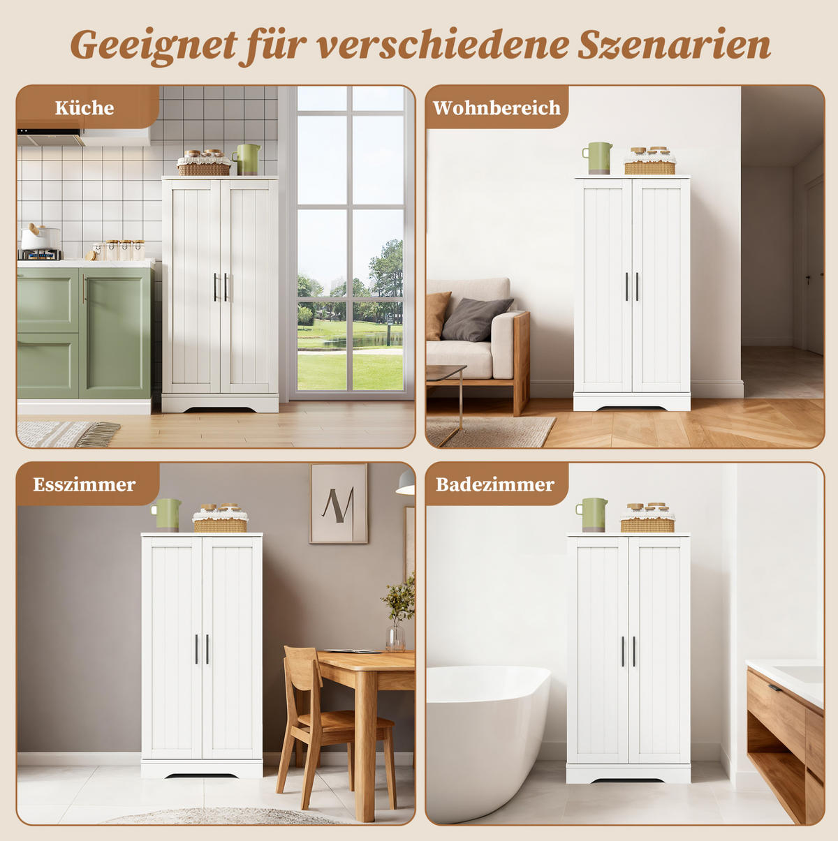 AUFBEWAHRUNGSSCHRANK 120x60x40cm Weiß mit LED Licht & Wellentüren - Weiß, Holzwerkstoff (40/120/60cm) - Modfu