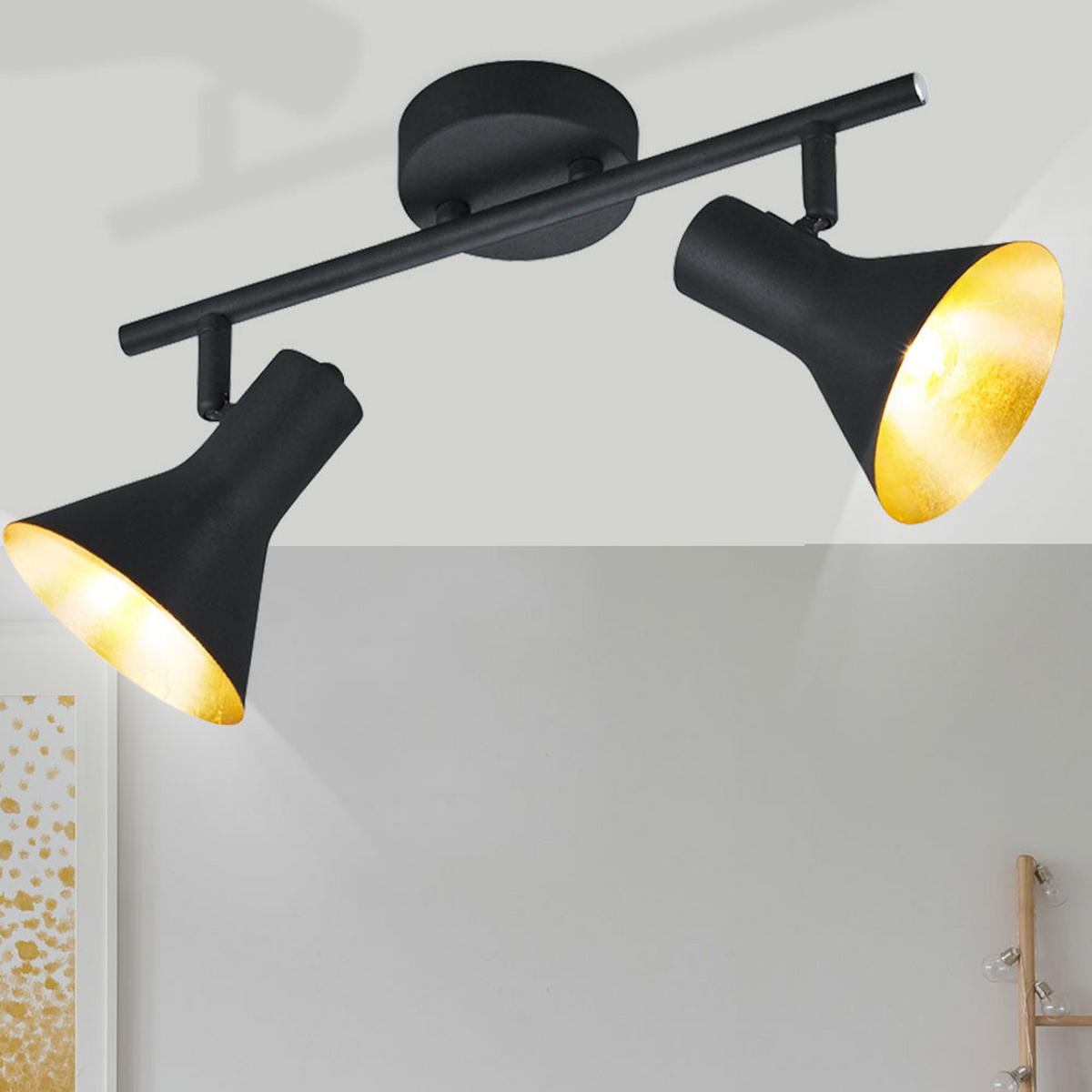 LED DECKENLEUCHTE Metall Schwarz Gold - Schwarz, Metall (11/33/21cm)