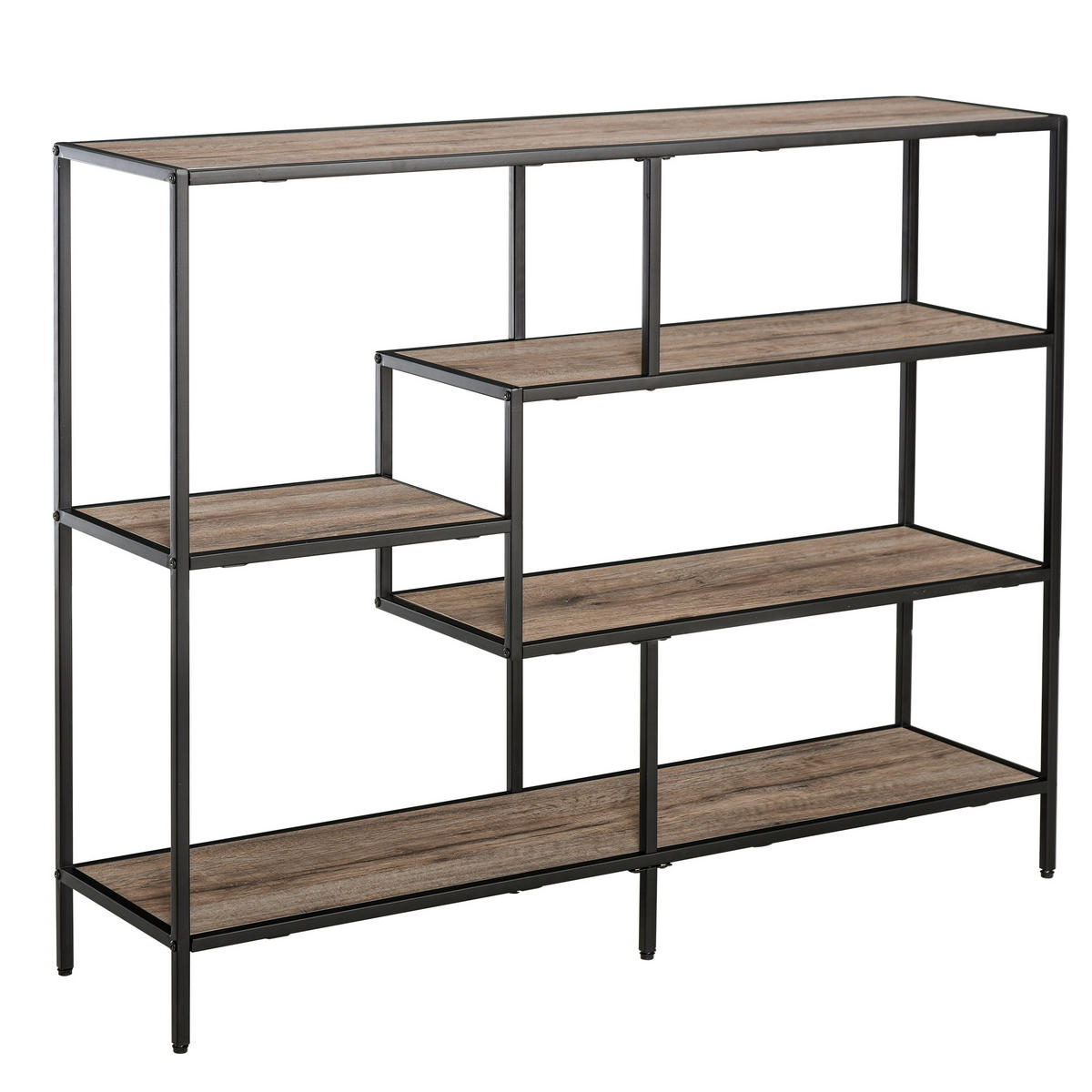 STANDREGAL, Metall, Schwarz+helle Eiche - Schwarz, Holzwerkstoff (32/95/120cm) - HOMCOM